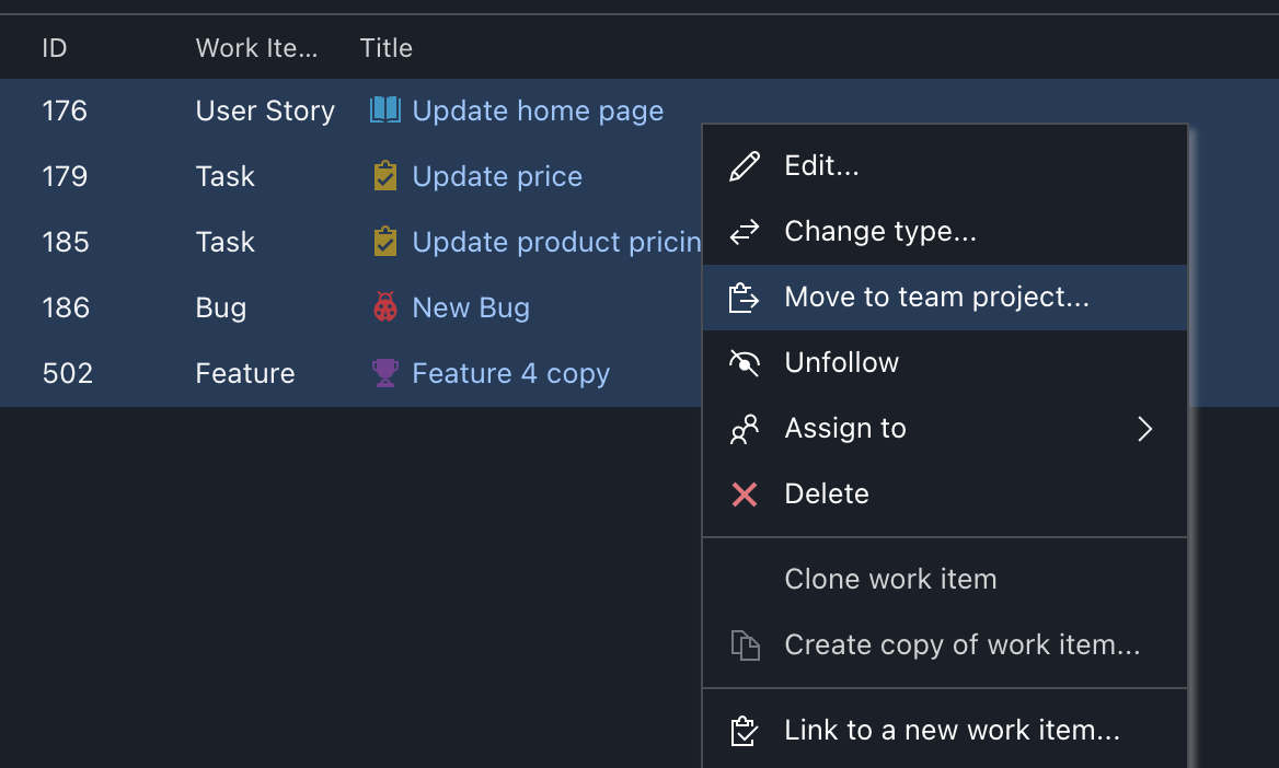 Migrating work items to a new project in Azure DevOps
