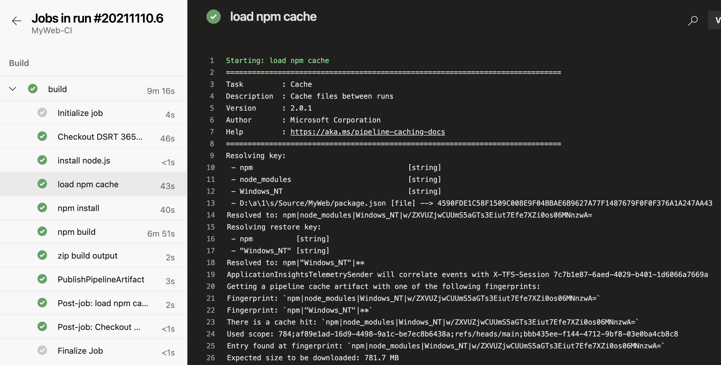 Azure DevOps Pipeline Cache Task in action